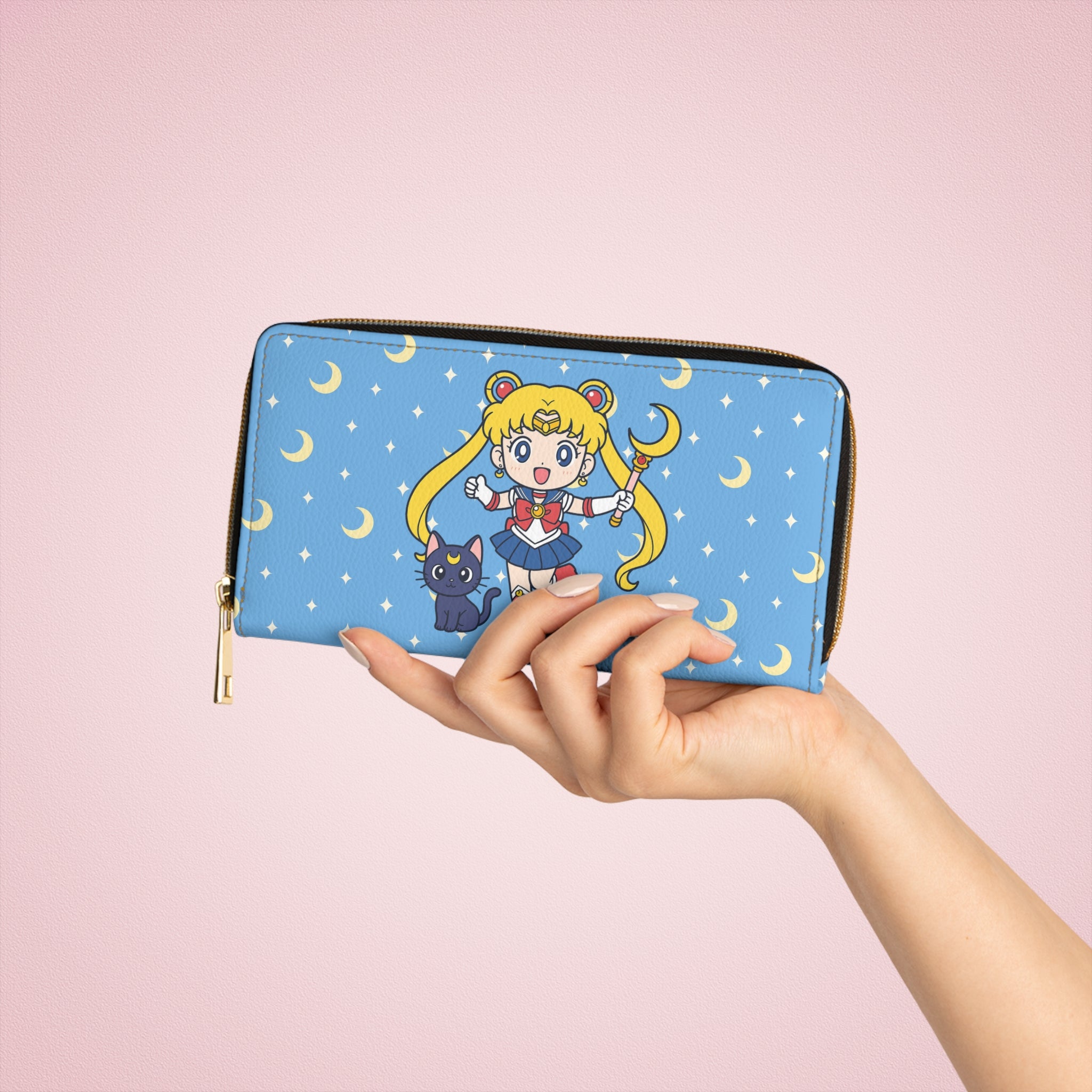 Sailor Moon Zipper Wallet, Japanese Cartoon Character Money Holder, Manga Graphic Print Purse, Anime Lover Gift, Comic Book Wallet, Geek