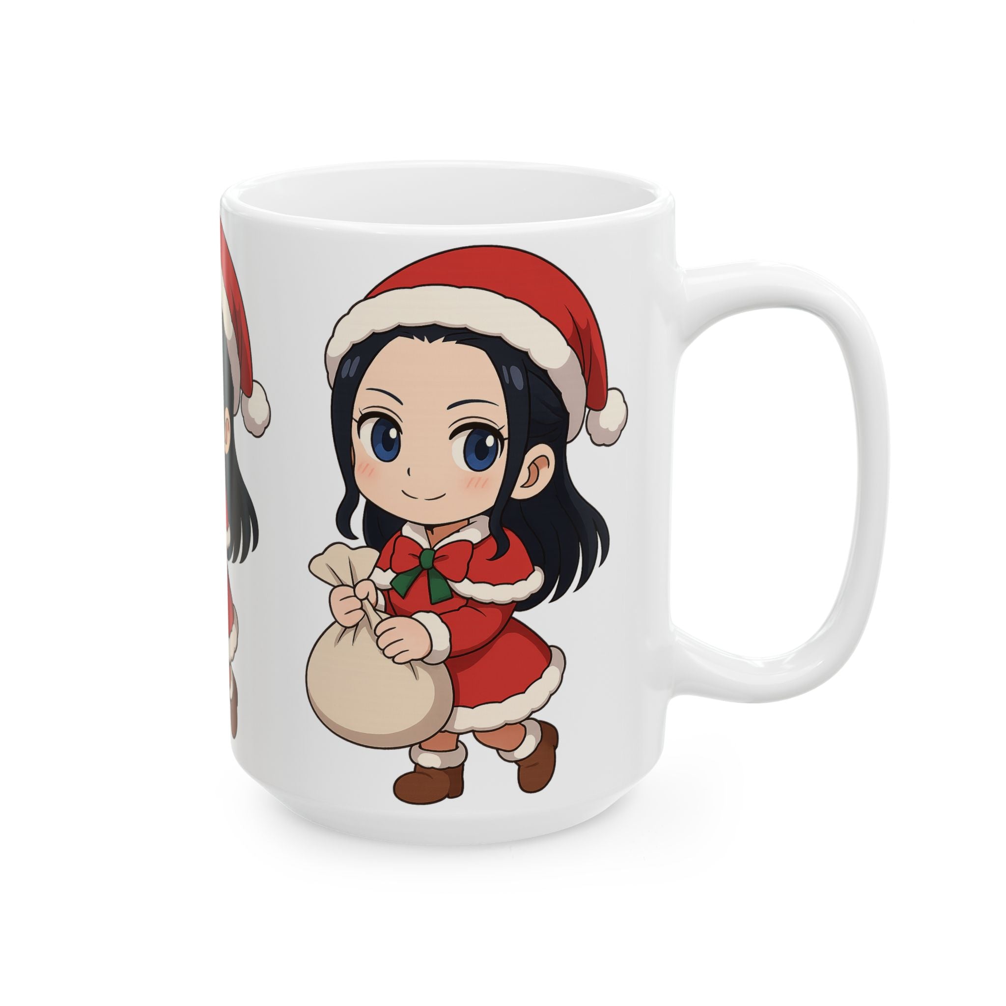 Christmas Robin Anime Ceramic Mug, (11oz, 15oz)