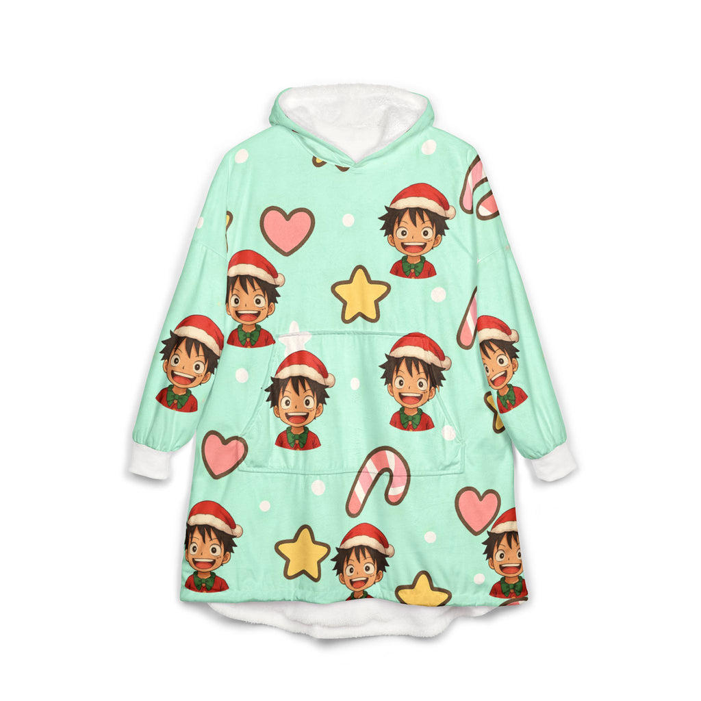 Luffy Christmas Kawaii Hooded Blanket, Japanese style