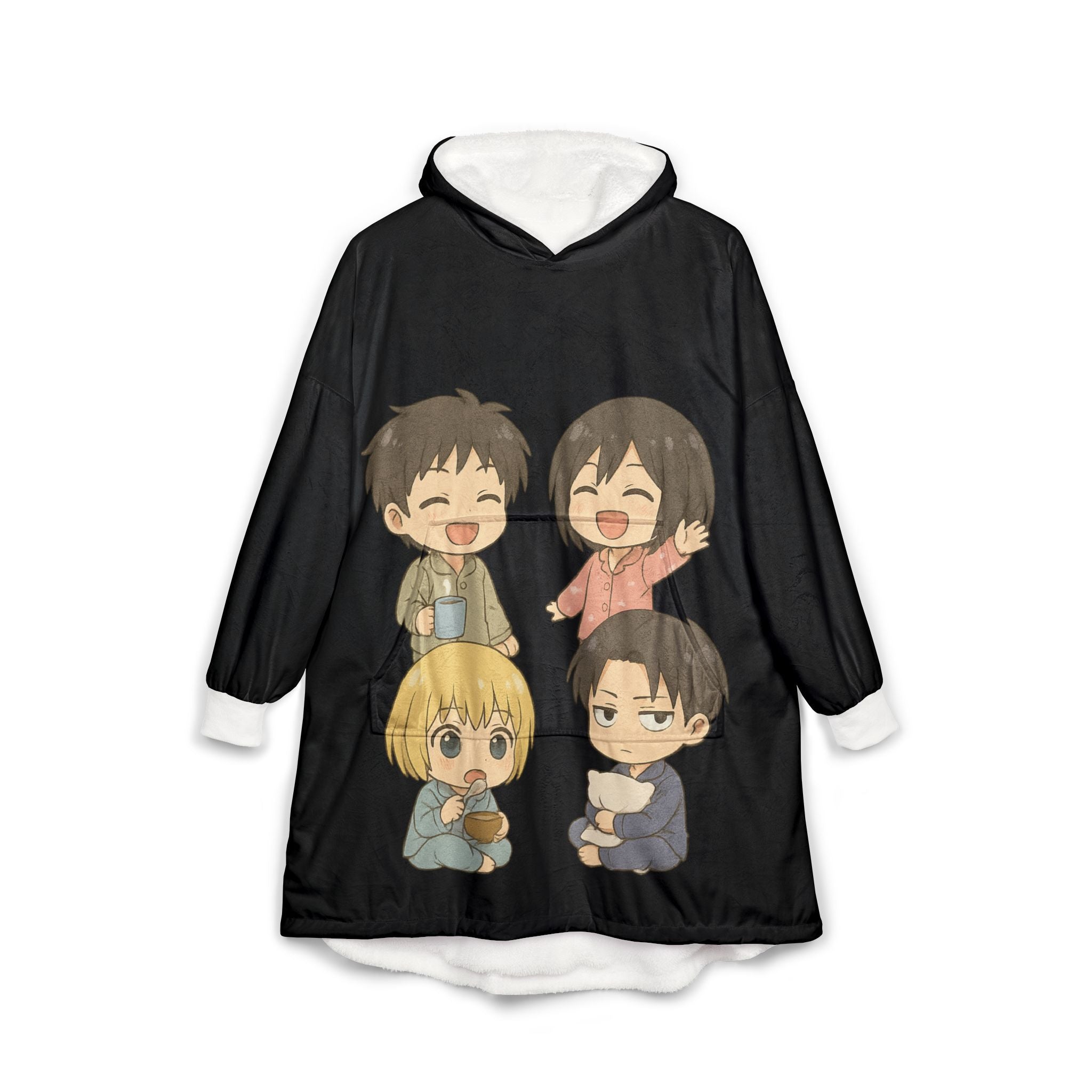 Anime Hooded Blanket, Japanese Style Wearable Blanket, Cartoon Cosplay Fleece Throw, Otaku Gift for Anime Fans, Cozy Comfy Lounge Robe