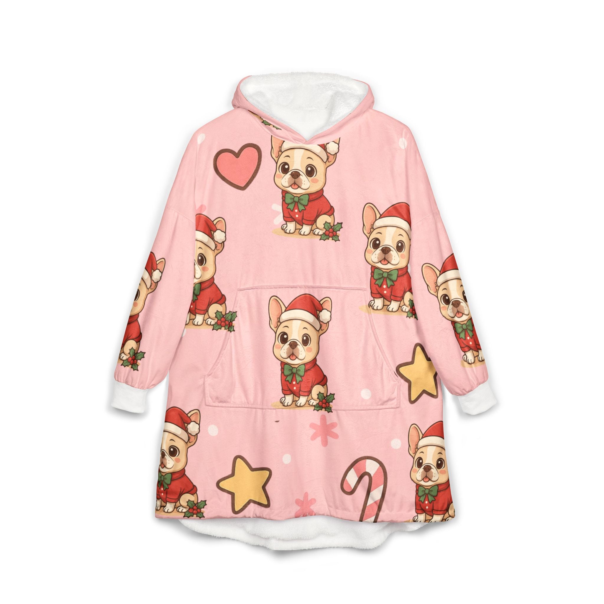 French Bulldog Christmas Kawaii Hooded Blanket, Japanese style