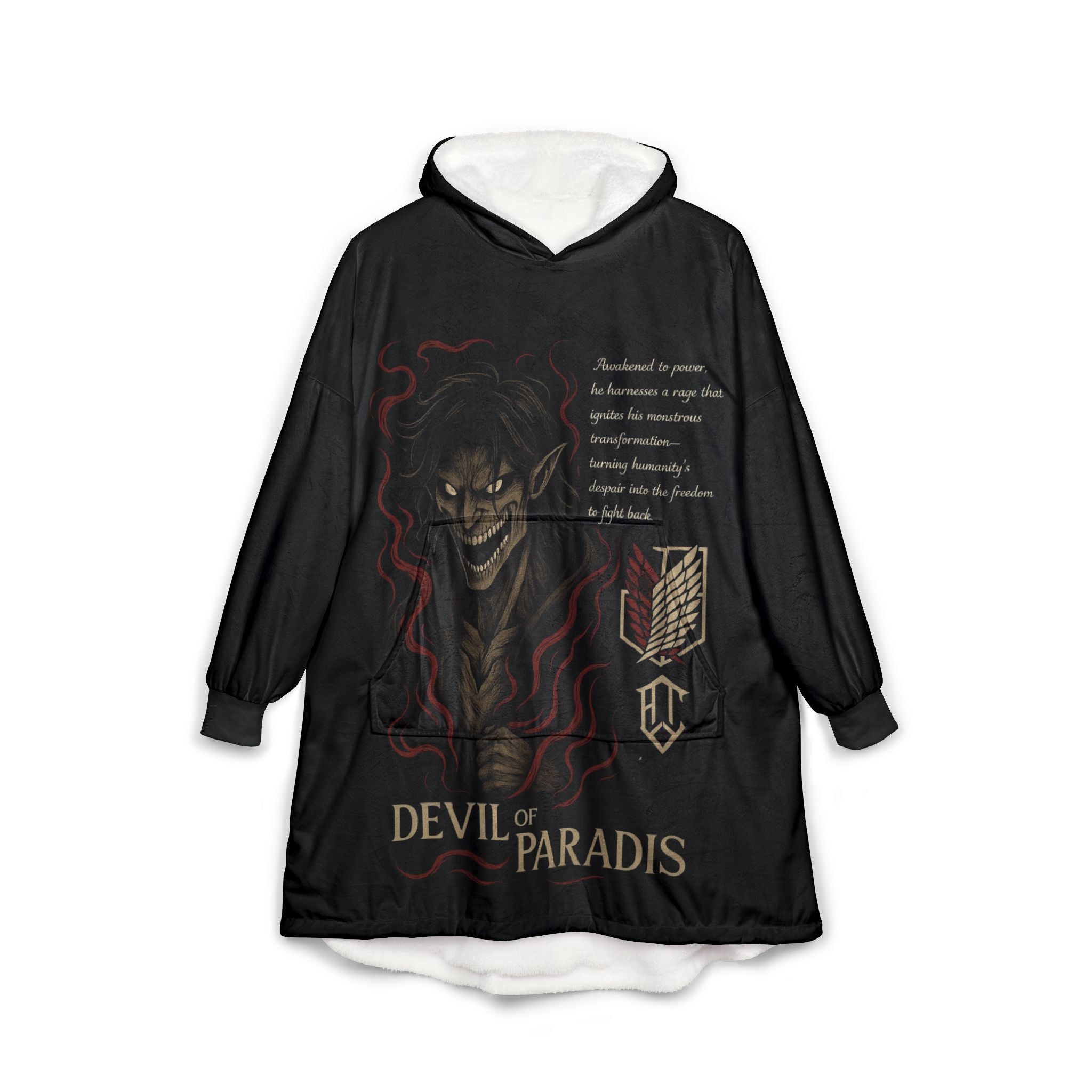 Attack on Titan Hooded Blanket, Japanese Style Wearable Blanket