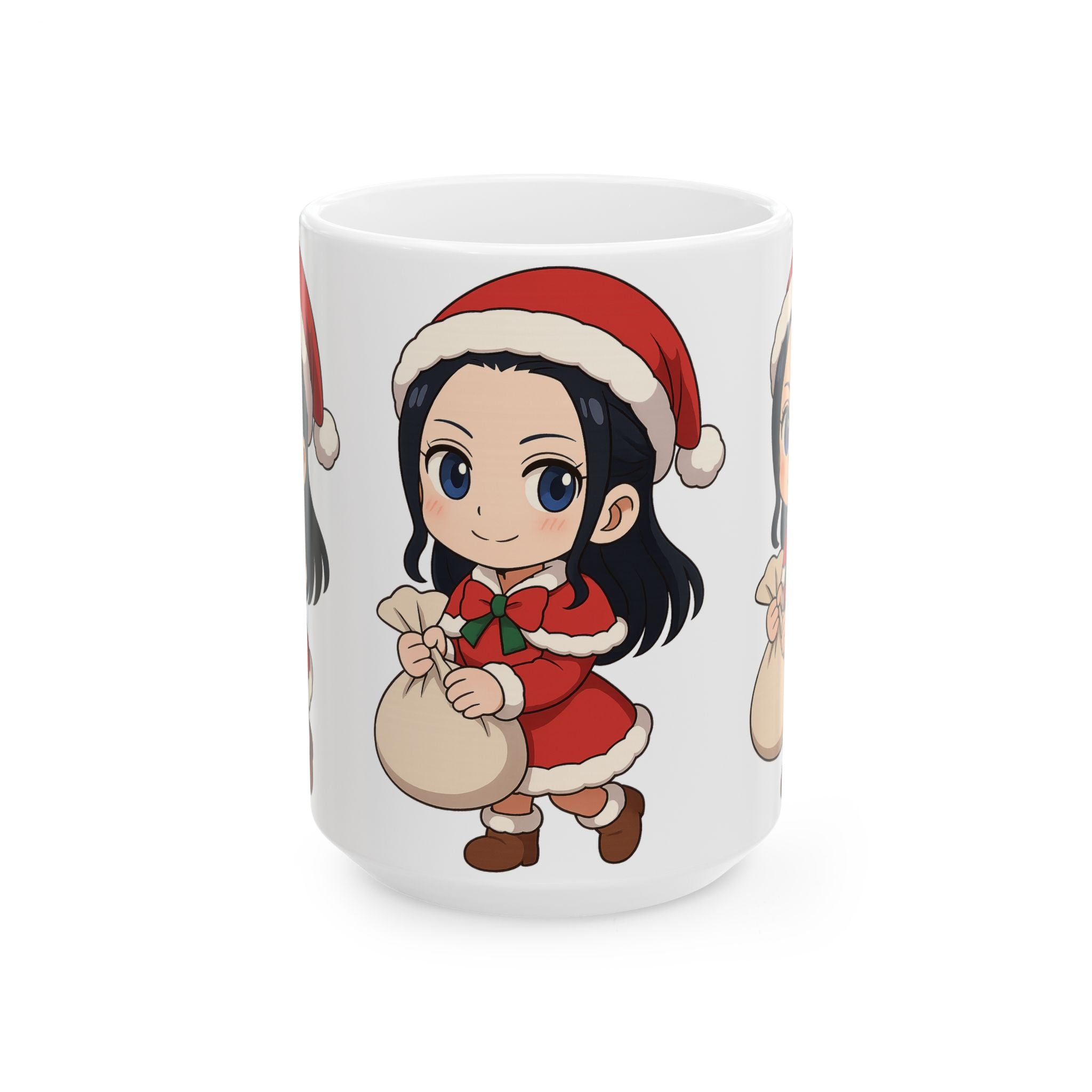 Christmas Robin Anime Ceramic Mug, (11oz, 15oz)