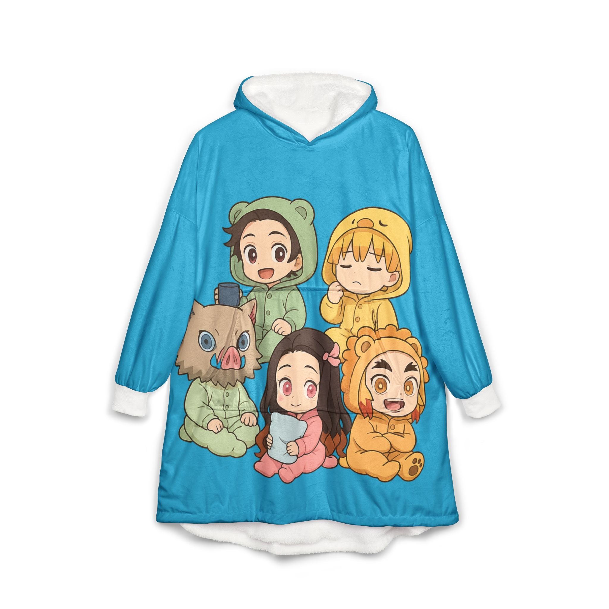 Anime Hooded Blanket, Japanese Style Wearable Blanket, Cartoon Cosplay Fleece Throw, Otaku Gift for Anime Fans, Cozy Comfy Lounge Robe