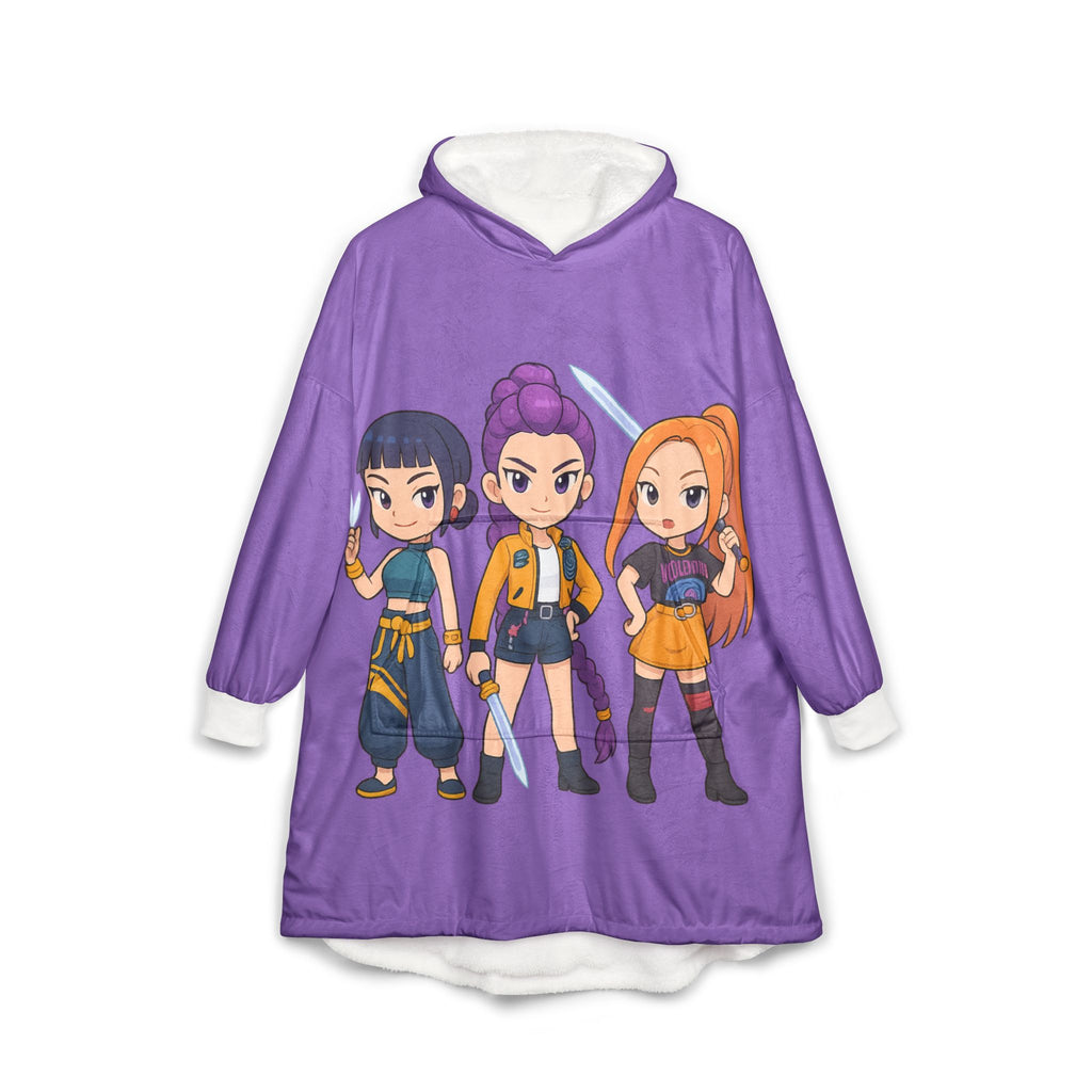 Kpop Demon Hooded Blanket, Japanese Style Wearable Blanket, Cartoon Cosplay Fleece Throw, Otaku Gift for Anime Fans, Cozy Comfy Lounge Robe