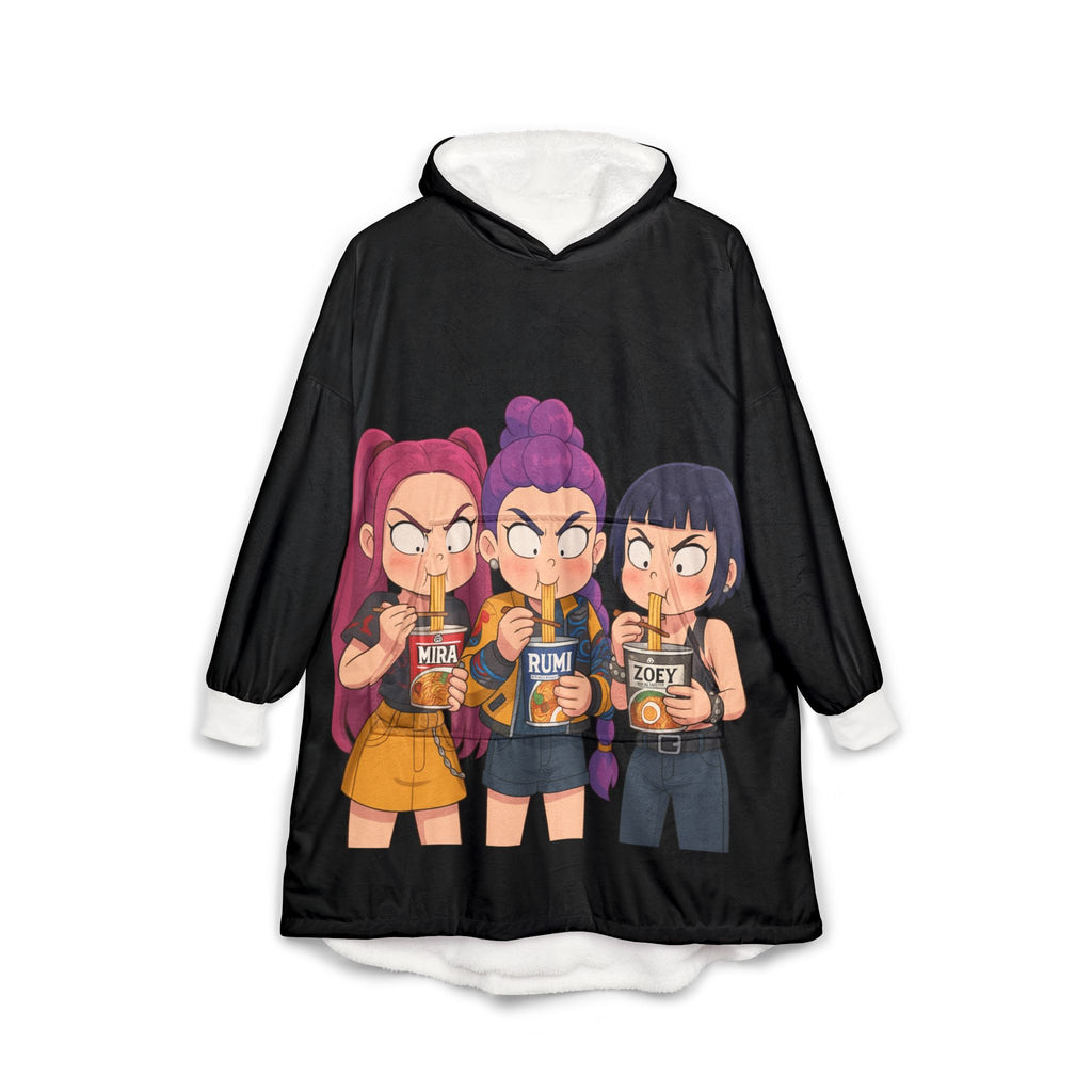 Kpop Demon Hooded Blanket, Japanese Style Wearable Blanket, Cartoon Cosplay Fleece Throw, Otaku Gift for Anime Fans, Cozy Comfy Lounge Robe