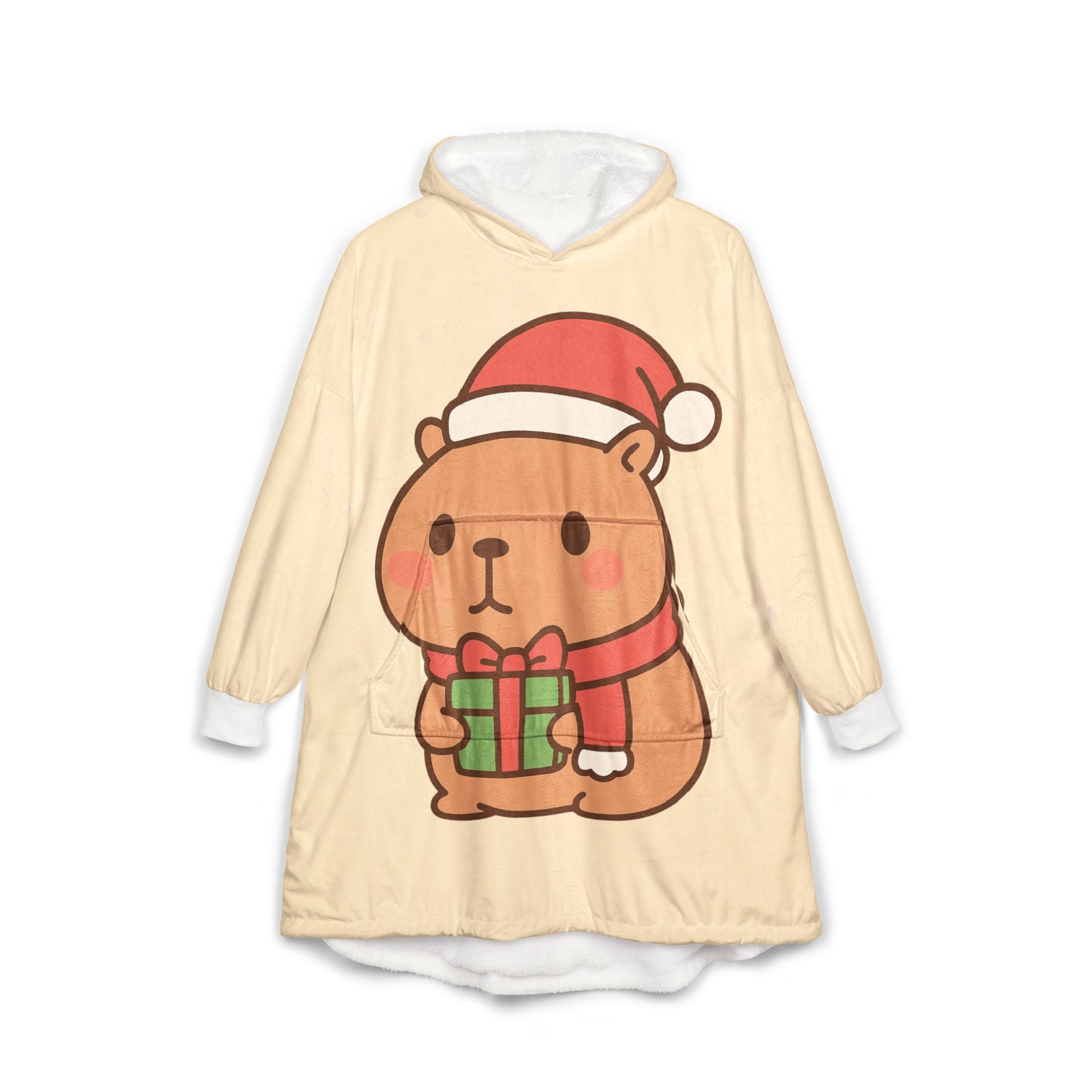 Capybara Christmas Hooded Blanket, Japanese Style Wearable Blanket