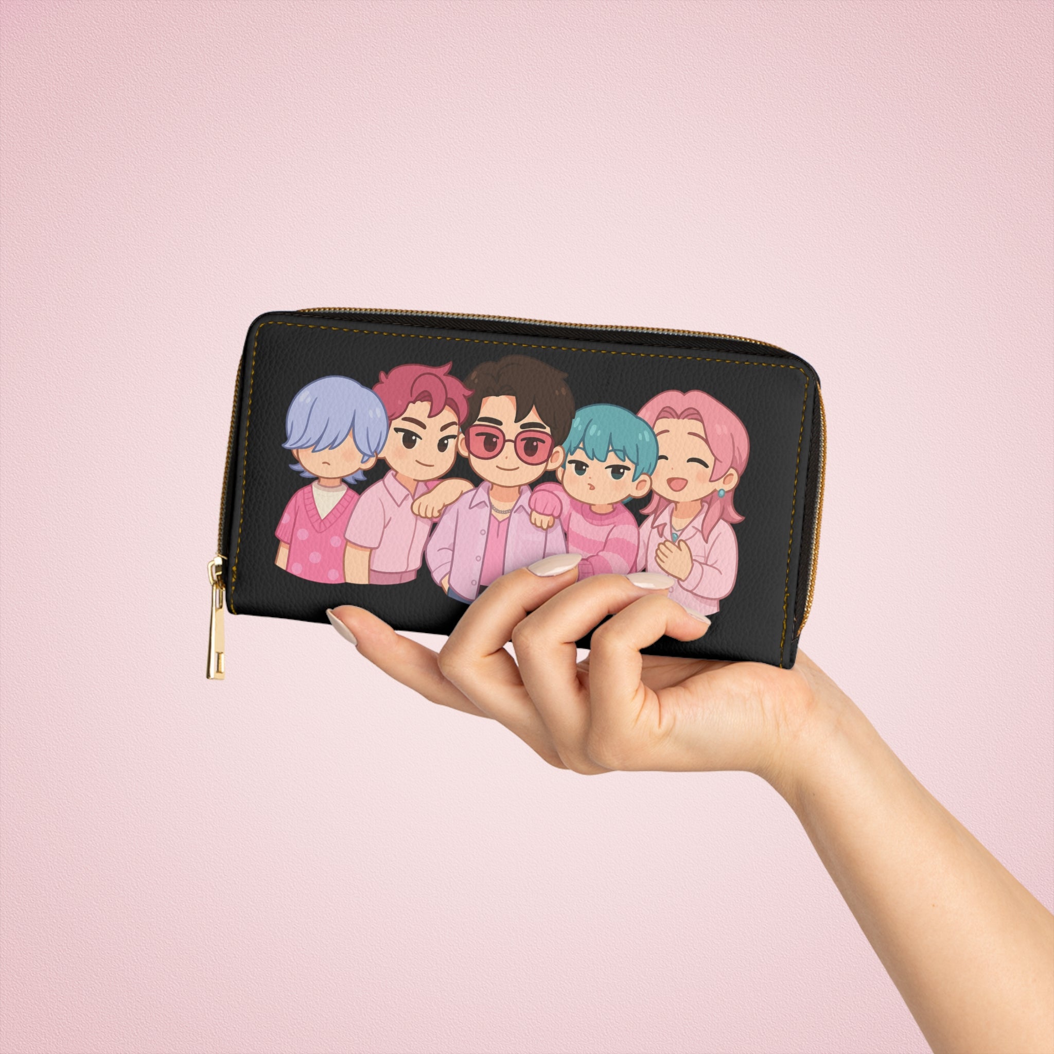 Kpop Demon Zipper Wallet, Japanese Cartoon Character Money Holder, Manga Graphic Print Purse, Anime Lover Gift, Comic Book Wallet, Geek