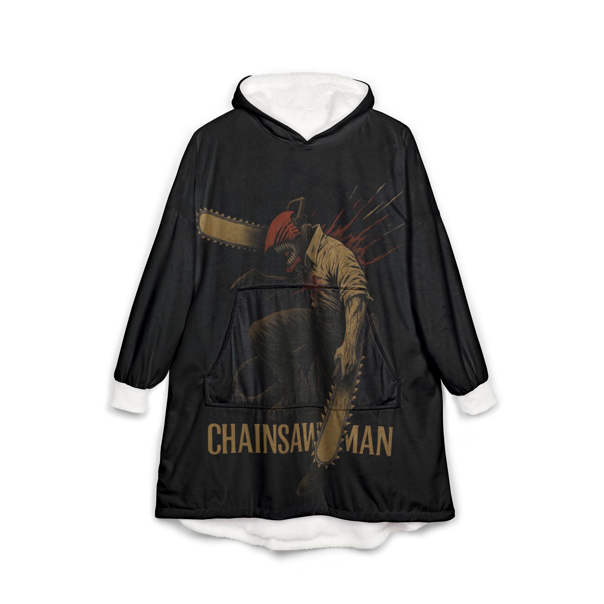 Chainsaw man Hooded Blanket, Japanese Style Wearable Blanket