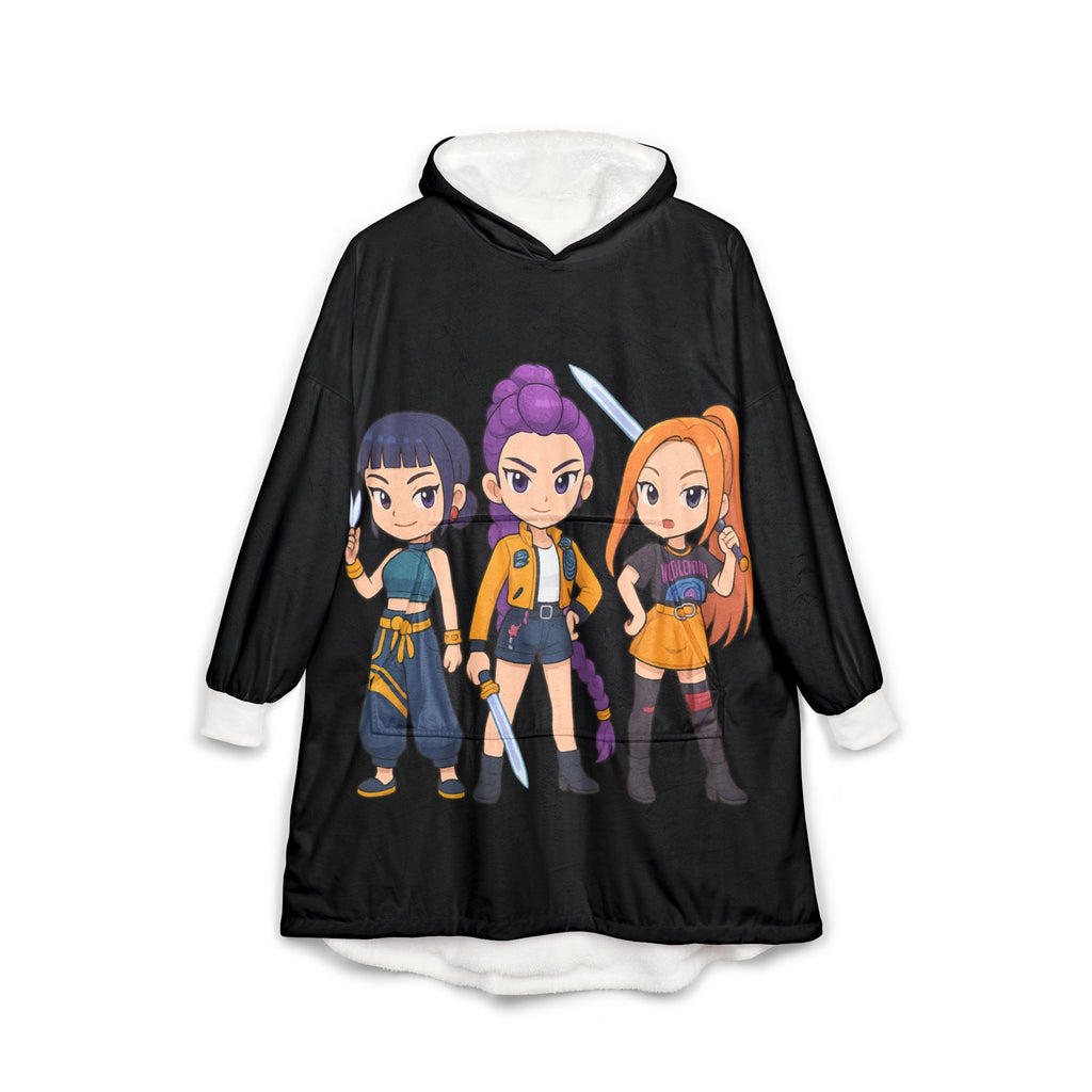 Kpop Demon Hooded Blanket, Japanese Style Wearable Blanket, Cartoon Cosplay Fleece Throw, Otaku Gift for Anime Fans, Cozy Comfy Lounge Robe