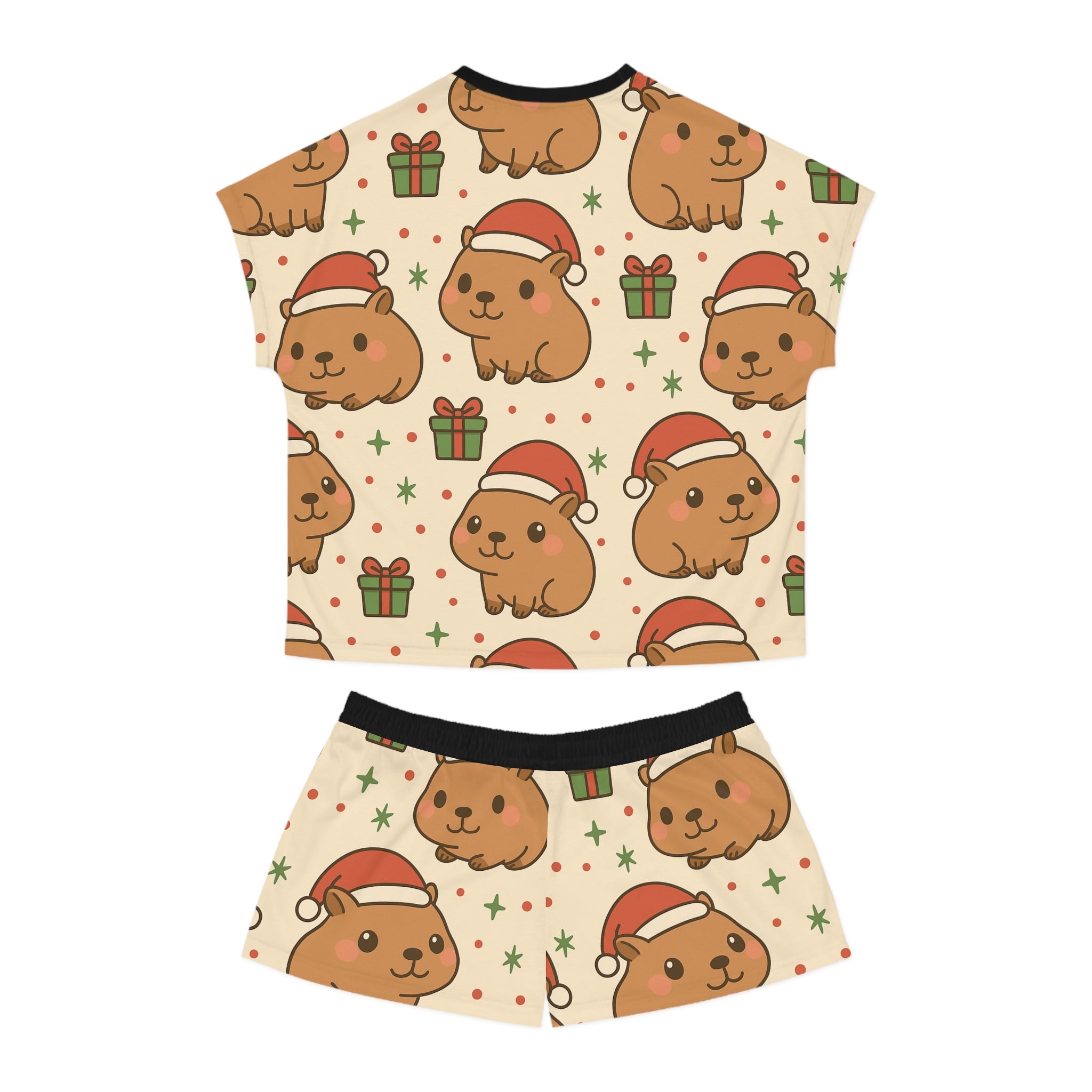 Capybara Christmas Women's Short Pajama Set