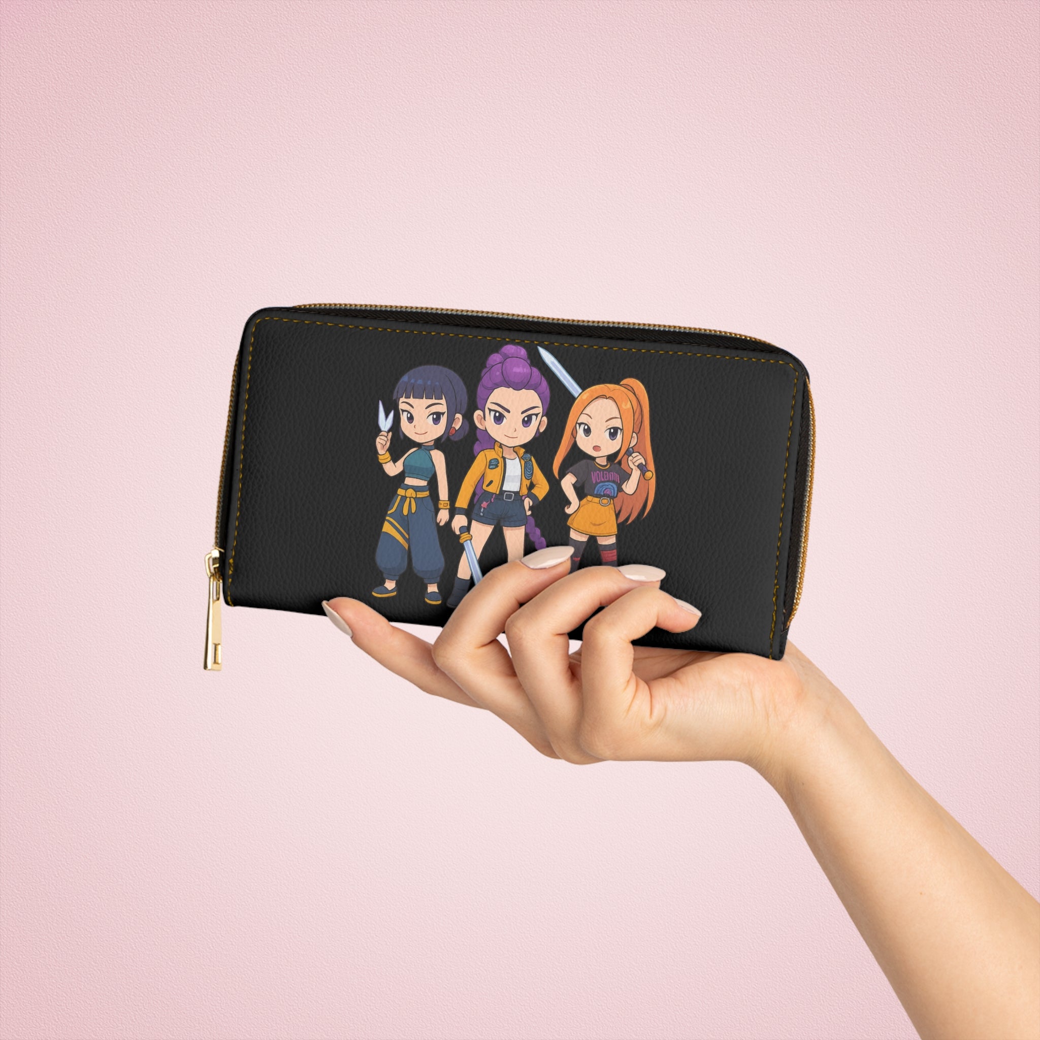 Kpop Demon Zipper Wallet, Japanese Cartoon Character Money Holder, Manga Graphic Print Purse, Anime Lover Gift, Comic Book Wallet, Geek