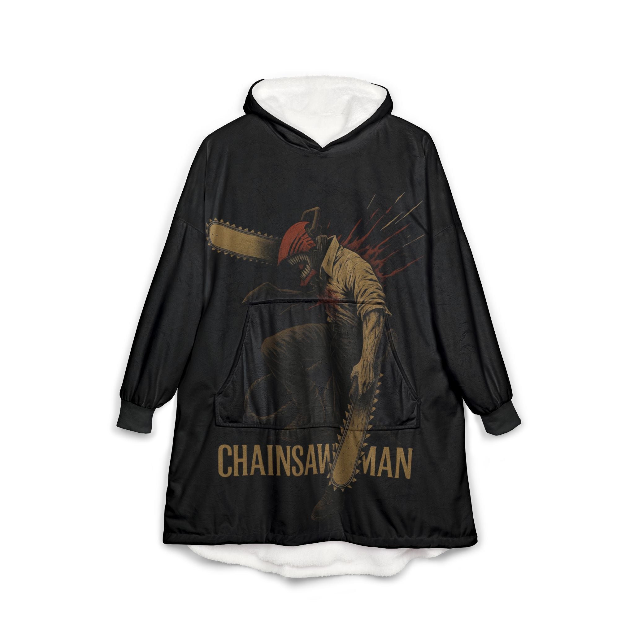 Chainsaw man Hooded Blanket, Japanese Style Wearable Blanket