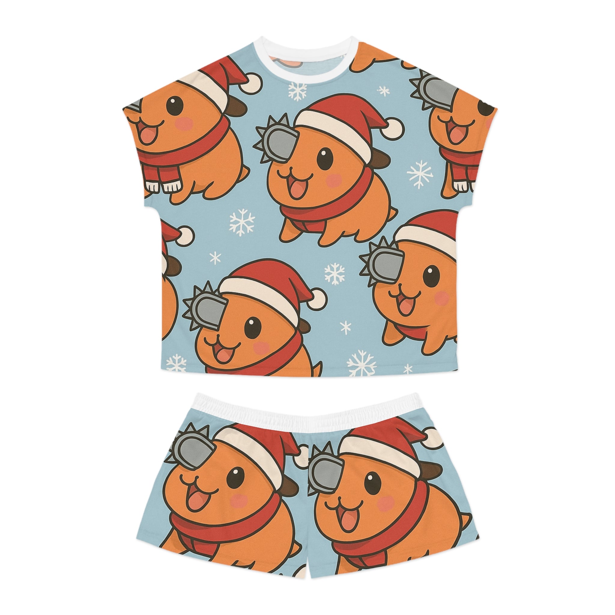 Pochita Christmas Women's Short Pajama Set