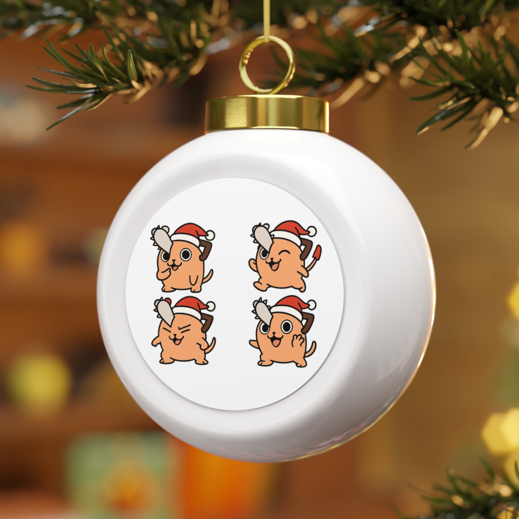 Pochita Christmas Ball Ornament