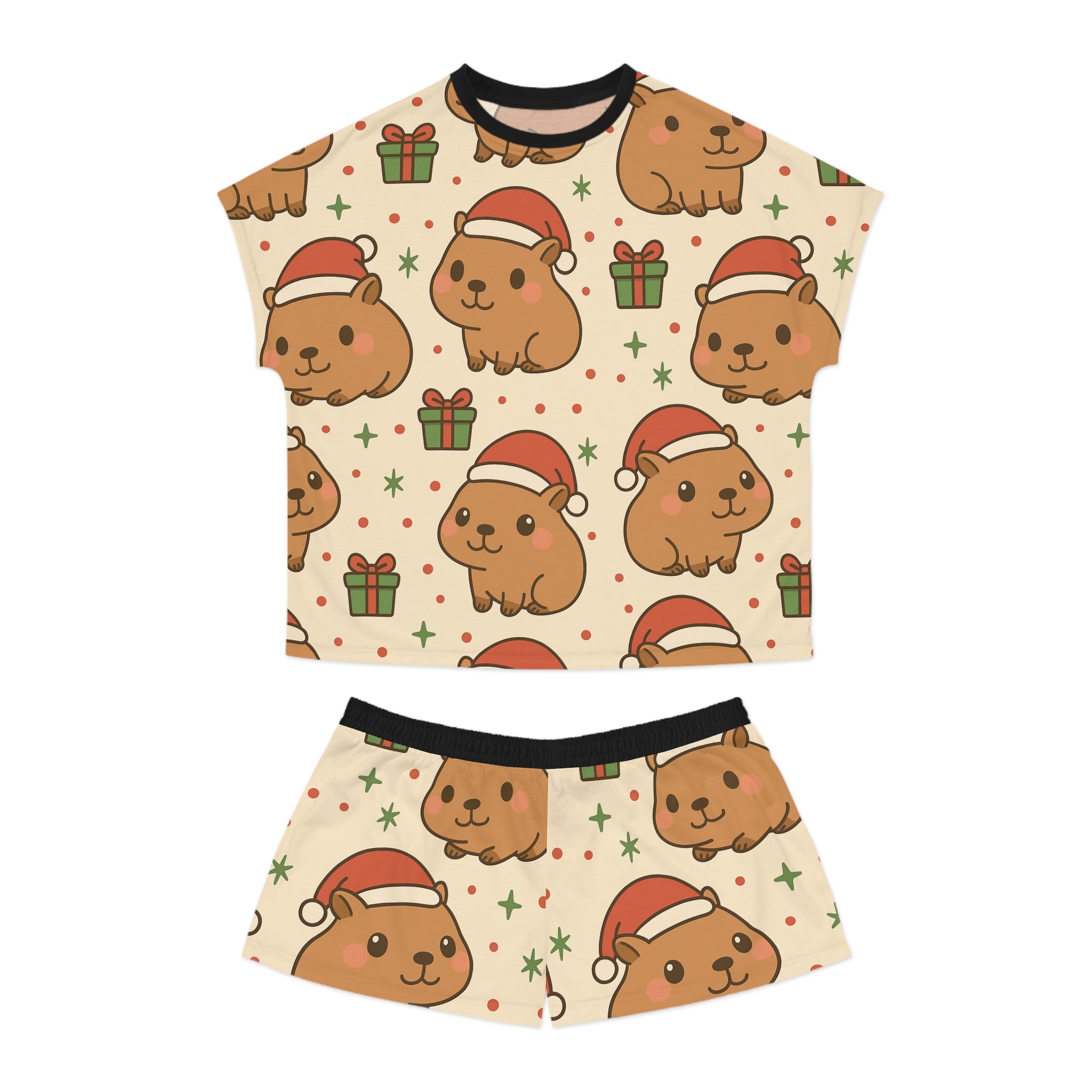 Capybara Christmas Women's Short Pajama Set