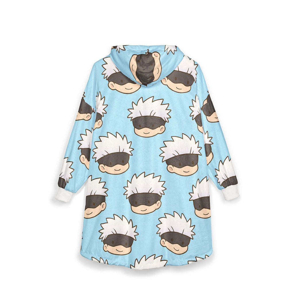 Gojo Hooded Blanket, Japanese Style Wearable Blanket, Cartoon Cosplay Fleece Throw, Otaku Gift for Anime Fans, Cozy Comfy Lounge Robe