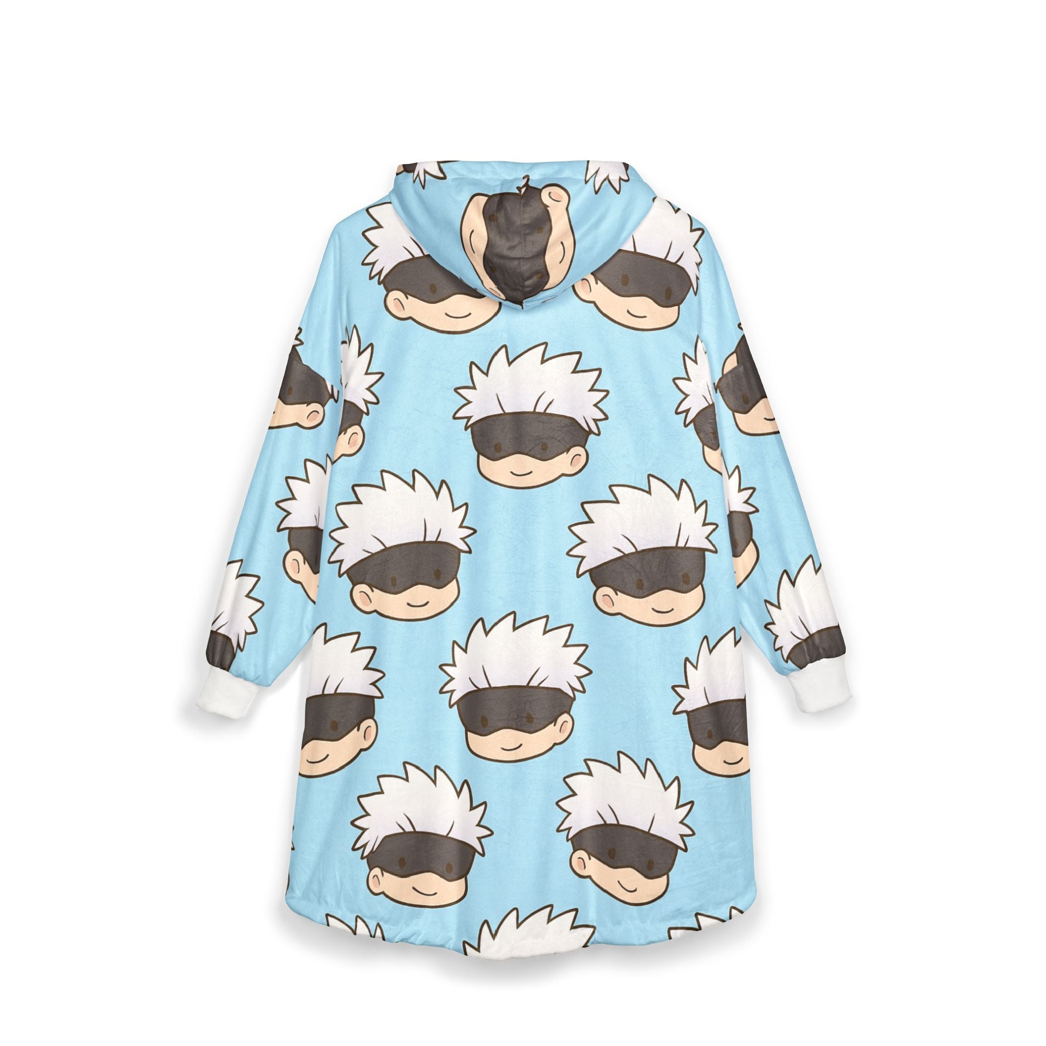 Gojo Hooded Blanket, Japanese Style Wearable Blanket, Cartoon Cosplay Fleece Throw, Otaku Gift for Anime Fans, Cozy Comfy Lounge Robe