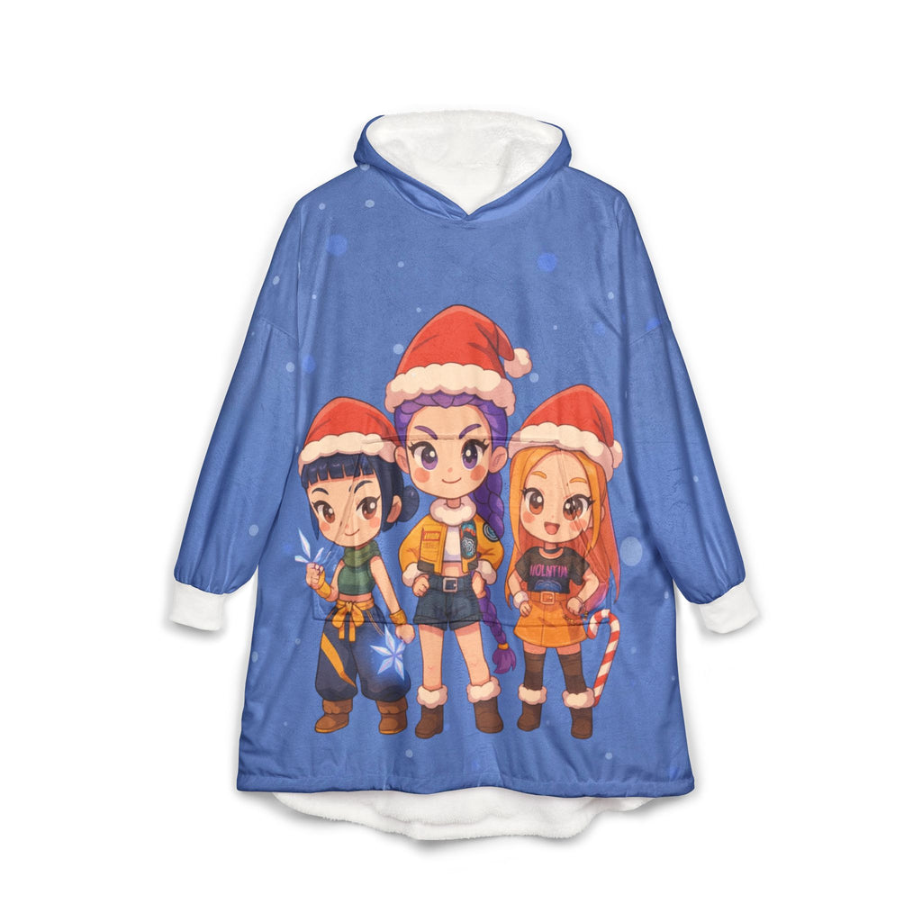 Kpop Demon Hunter Christmas Hooded Blanket, Japanese Style Wearable Blanket