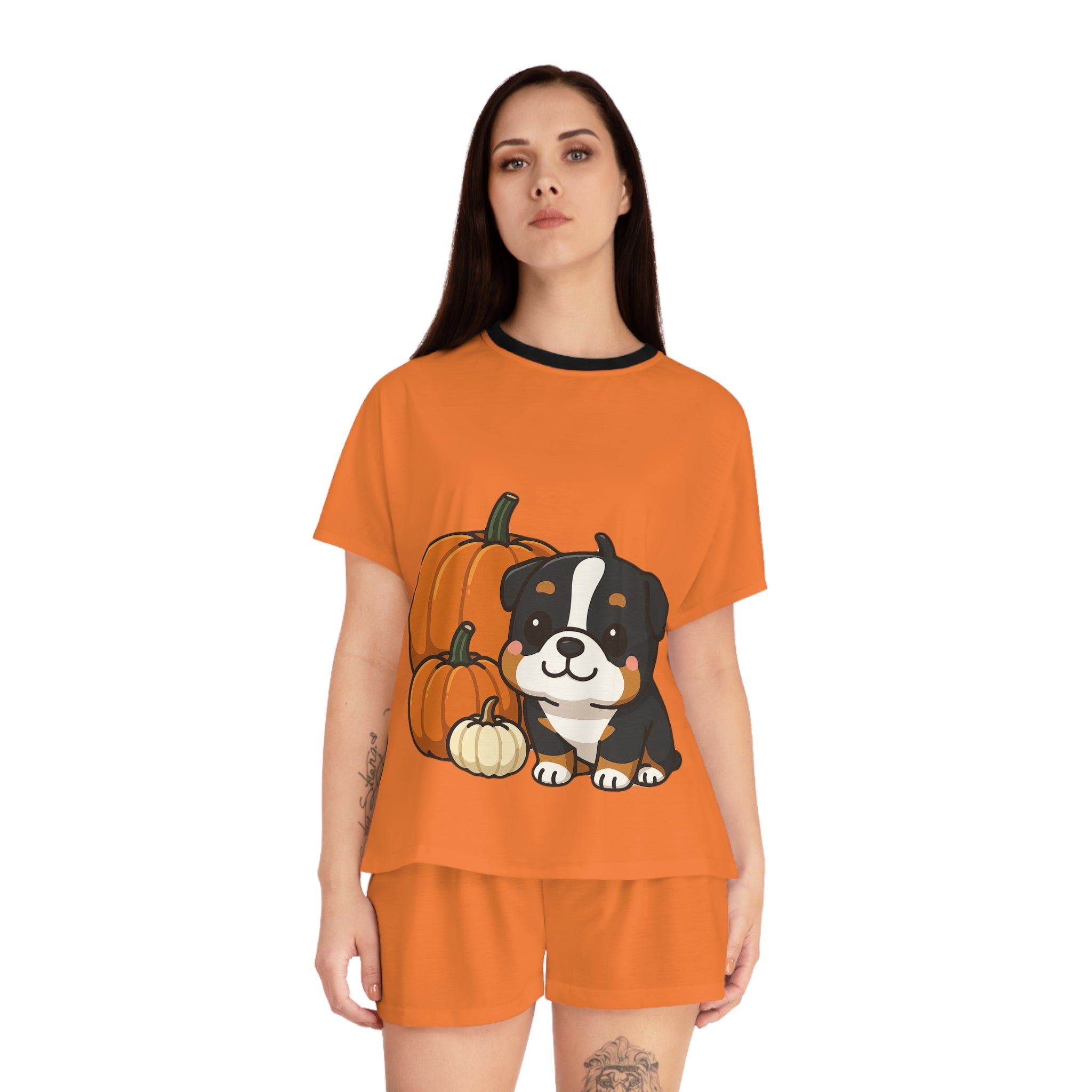 Bulldog Halloween Women's Short Pajama Set