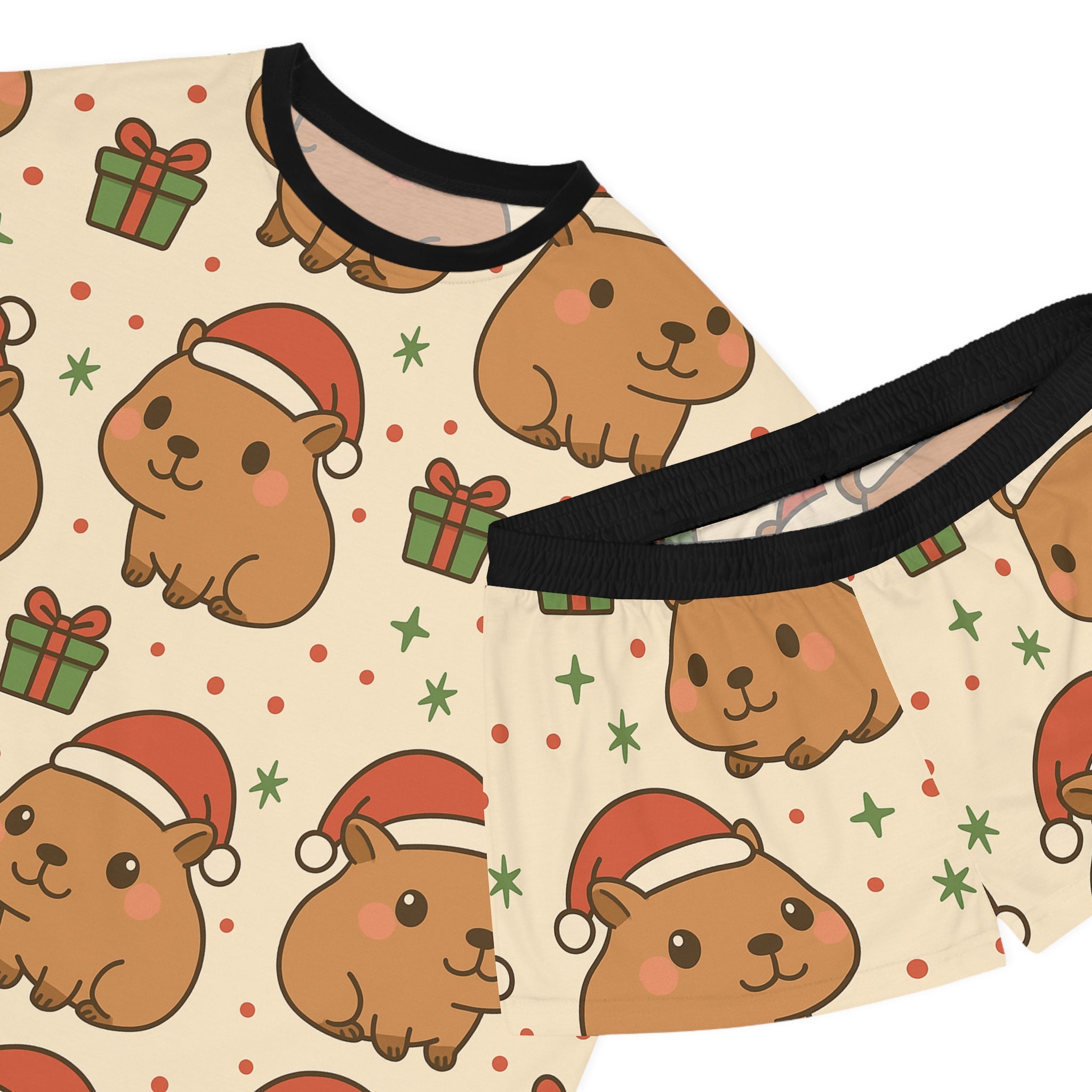 Capybara Christmas Women's Short Pajama Set