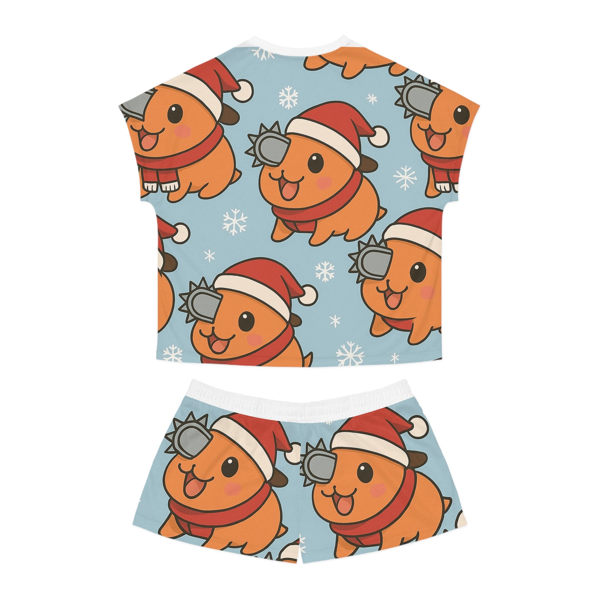 Pochita Christmas Women's Short Pajama Set