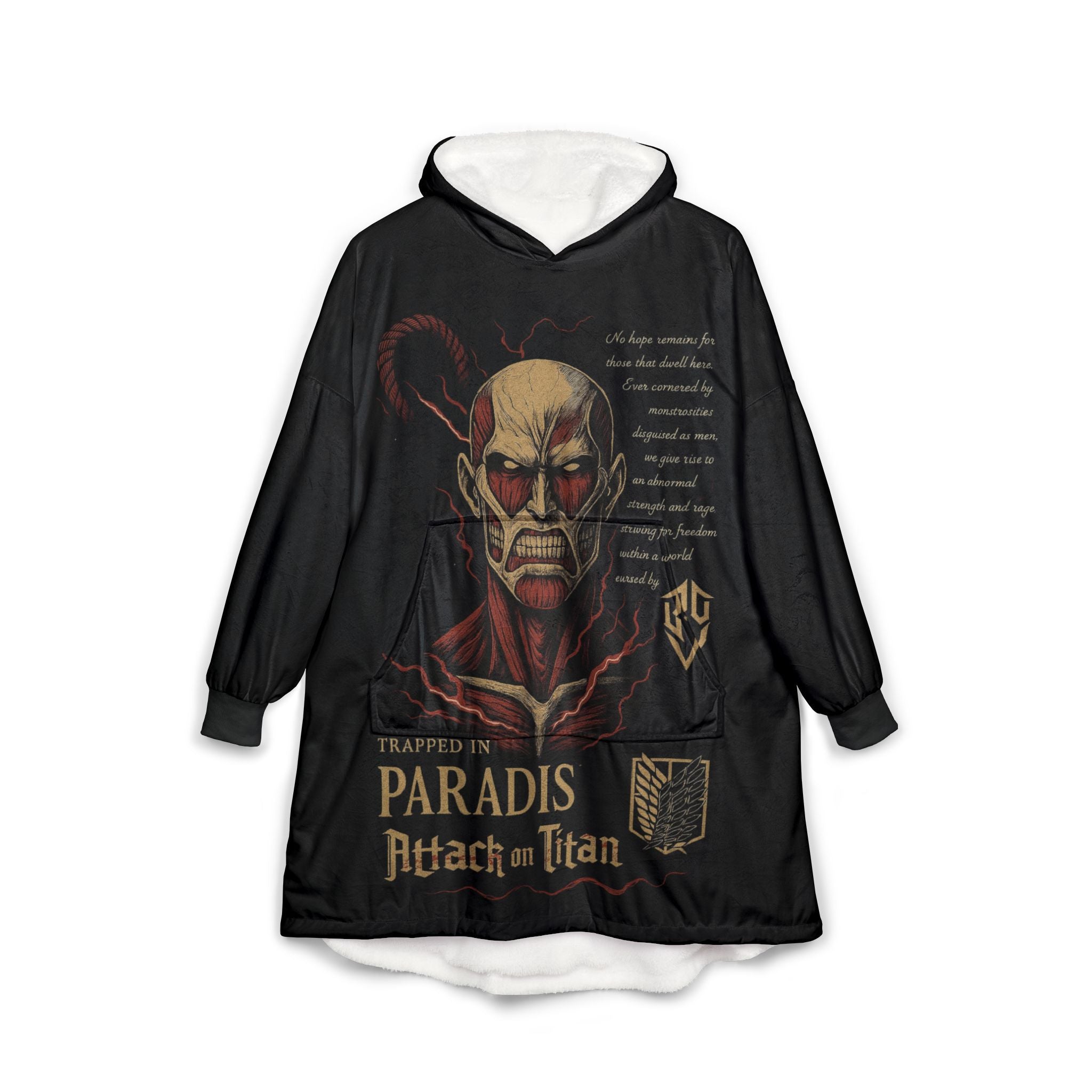Attack on Titan Hooded Blanket, Japanese Style Wearable Blanket